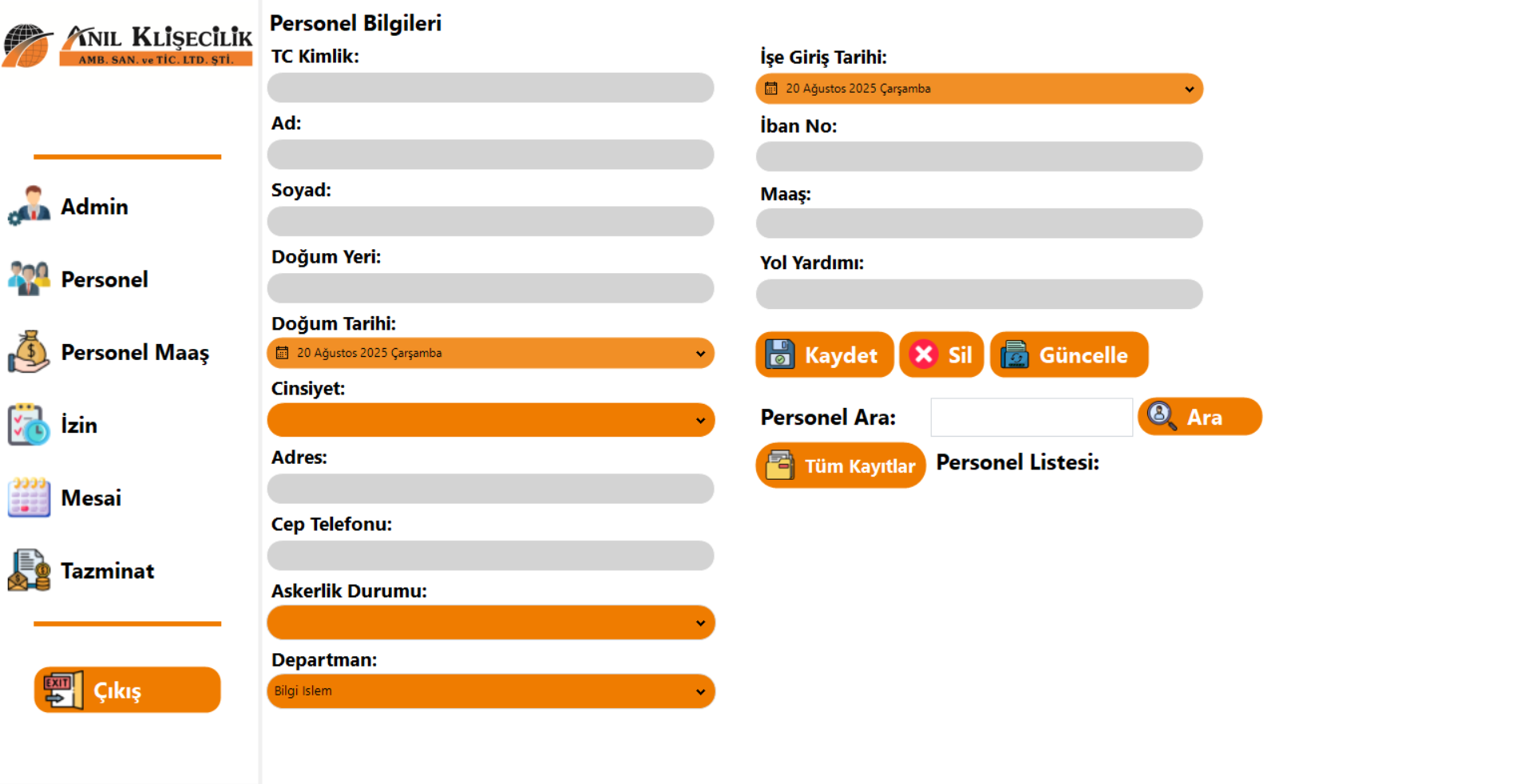 Personel Takip ekran 2